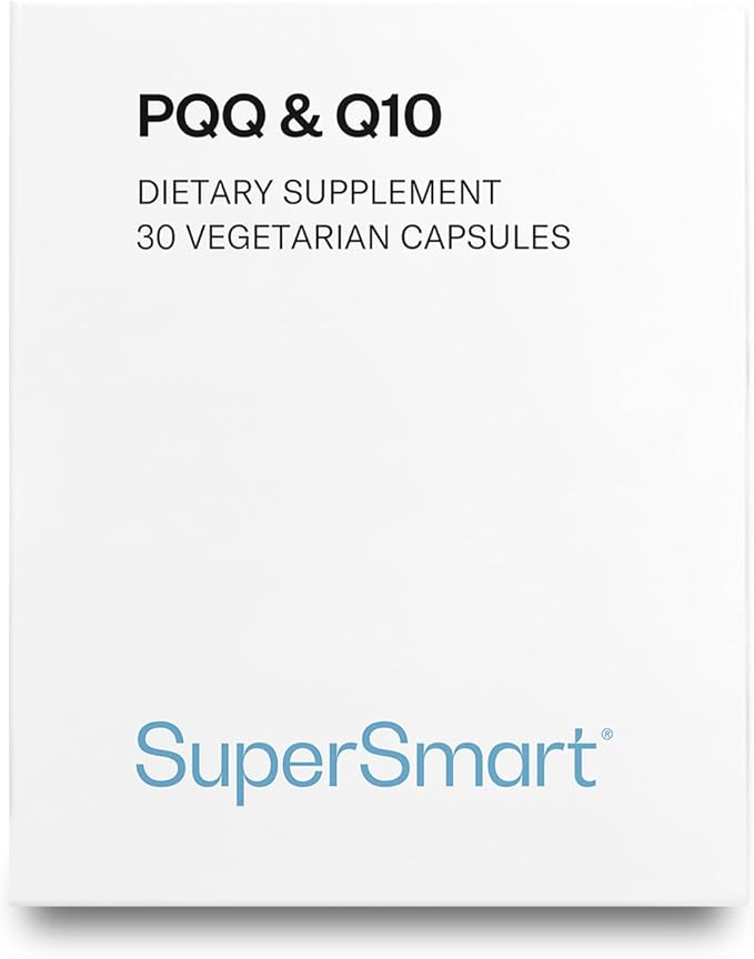 SUPERSMART - PQQ & Q10 (CoQ10) - Powerful Antioxidant Used to Protect Mitochondria Up to 20% for Aging Cells | Non-GMO & Gluten Free - 30 Vegetarian Capsules