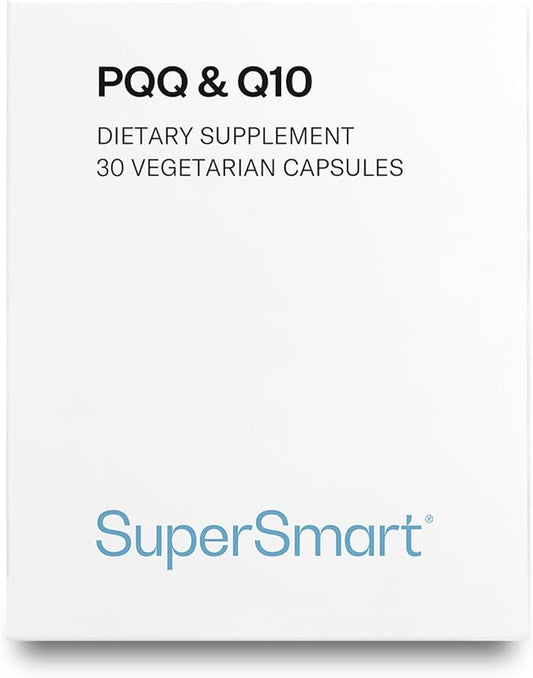 SUPERSMART - PQQ & Q10 (CoQ10) - Powerful Antioxidant Used to Protect Mitochondria Up to 20% for Aging Cells | Non-GMO & Gluten Free - 30 Vegetarian Capsules