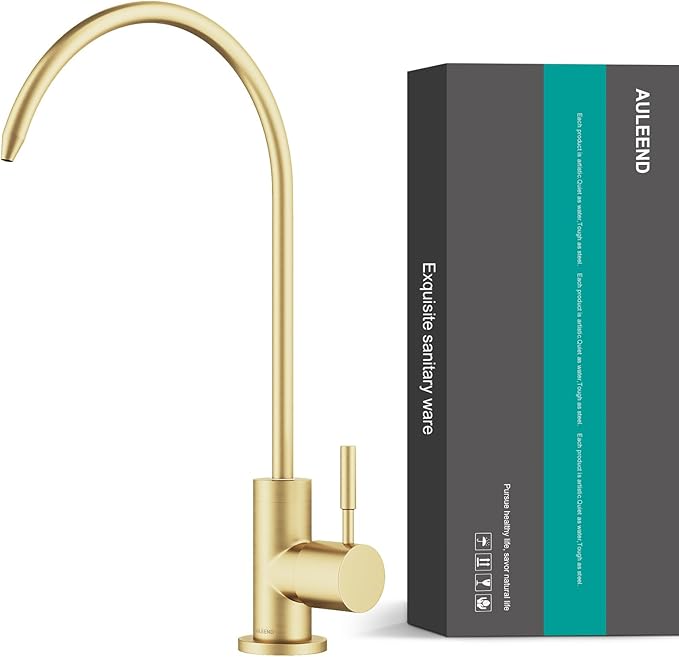 Brass Reverse Osmosis Faucet, Sink Water Filter System, Suitable for Most Reverse Osmosis or Water Filtration Systems, Kitchen bar Sink Drinking Faucet (Brushed Gold)