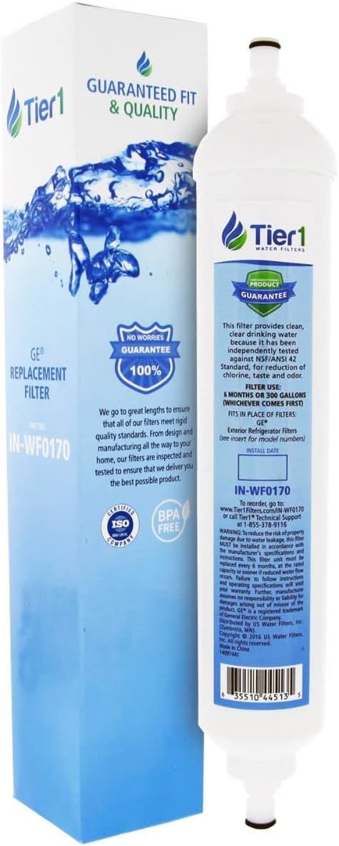 Tier1 Inline Water Filter NSF Standard Certified Replacement for GE GXRTQR Filter System - Activated Carbon Media to Reduce Contaminants including Chlorine Taste and Odor
