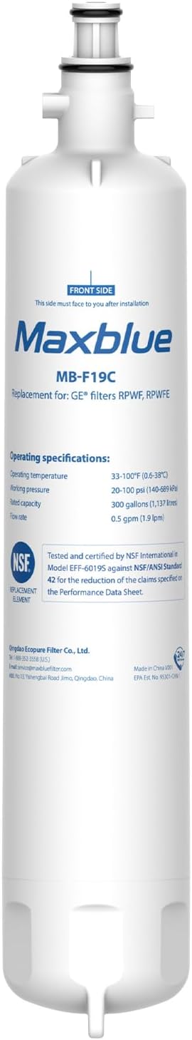Maxblue Replacement for GE® RPWFE®, RPWF (with CHIP) Refrigerator Water Filter, Compatible with WSG-4, WF277, GFE28GMKES, PFE28KBLTS, GFD28GSLSS, PWE23KSKSS, GYE22HMKES, DFE28JSKSS