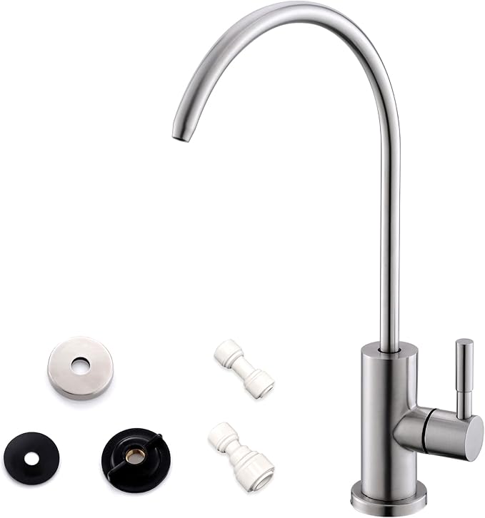 WEWE Drinking Water Faucet for Kitchen Sink, Kitchen Water Filter Faucet Stainless Steel for Reverse Osmosis or Water Filtration System Beverage Non-Air Gap RO Faucet Brushed Nickel Finish