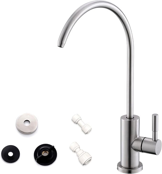 WEWE Drinking Water Faucet for Kitchen Sink, Kitchen Water Filter Faucet Stainless Steel for Reverse Osmosis or Water Filtration System Beverage Non-Air Gap RO Faucet Brushed Nickel Finish