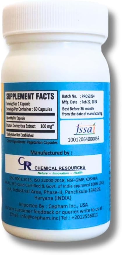 Supplement - Supports Healthy ageing & Improves Urinary Function | Patented Ingredient | Prunus domestica/pygeum (1Pack- 60 Capsules)