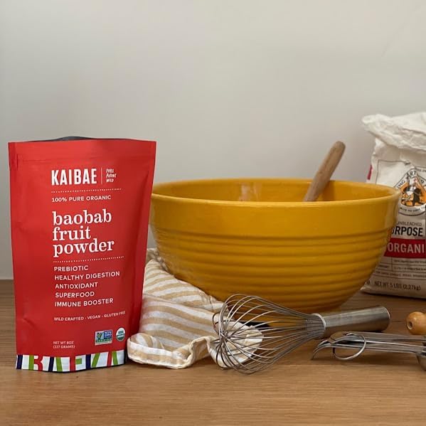 KAIBAE Premium Organic Baobab Powder I Prebiotic Gut Health, Intermittent Fasting, Immunity, Hydration | Vitamin C, Polyphenols, Minerals | Fiber Supplement | 8 oz.