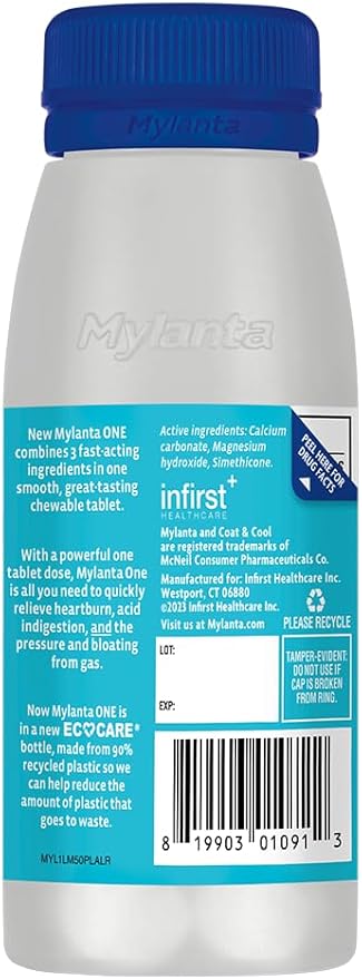 Mylanta One, Lemon Mint Flavor, 50 Count, EcoCare PCR