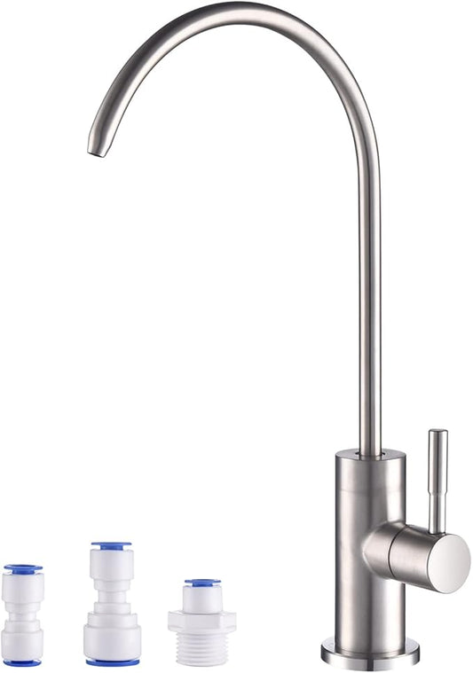 Drinking Water Faucet Ro Sink Filter Faucet for Kitchen Reverse Osmosis System, Lead-Free Stainless Steel Brushed Nickel