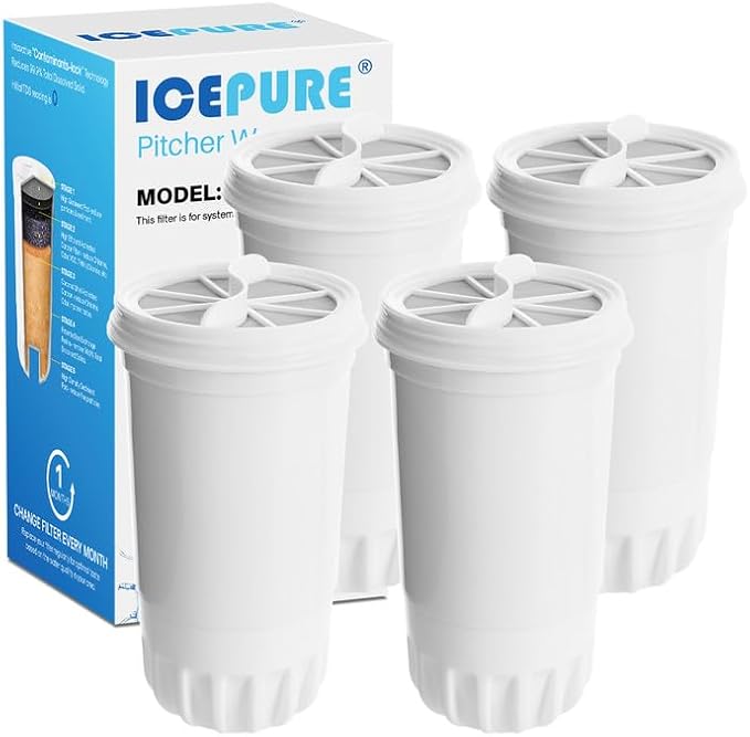 ICEPURE NSF53 6-Stage Pitcher Water Filter Replacement for Zero Pitchers ZR-017, ZR-001, ZR-003, ZR-004, ZR-006, ZR-008, ZR-012, ZR-600,0-TDS 4PACK