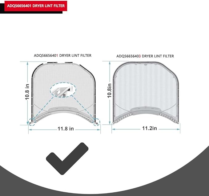 2PCS ADQ56656401 Dryer Lint Filter Replacement for LG - for Kenmore Elite Dryer Lint Screen - Replaces ADQ566564 AP4457244 PS3531962 DLEX3700W DLEX3570W DLEX3370V DLE3400W DLE3500W (with Brush)