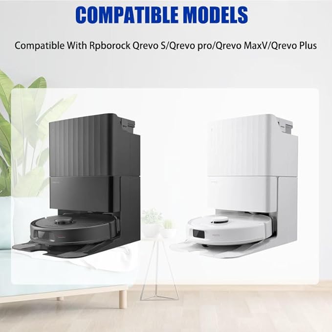 Accessories Kit Compatible with Roborock Qrevo S/Qrevo Maxv/Qrevo S/Qrevo Plus Robtic Vacuum Cleaner,17 Spare Parts,1 Main Brush Roller,4 Side Brushe,4 Mop Pads,4 Dust Bags,4 Hepa Filters (White-17)