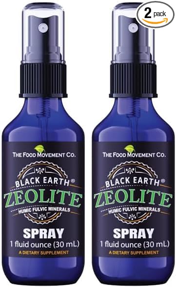 Black Earth Zeolite with Humic Fulvic Acids, Trace Minerals, for Adults and Kids Supports Gut Health, Immune Support, Digestion and Elimination and More 1oz Liquid Pump Spray Supplement (2 Pack)
