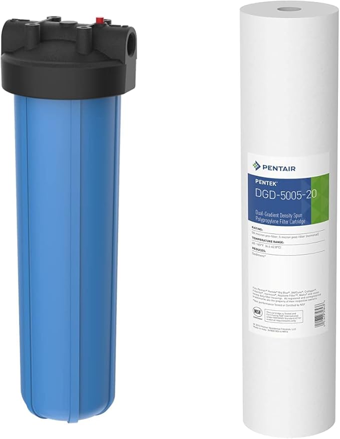 Pentair Pentek Big Blue Filter Housing Bundle with DGD-5005-20 Big Blue Water Filter Cartridge