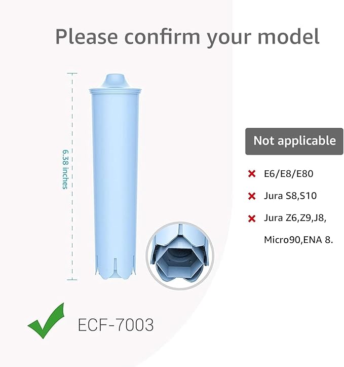 EcoAqua Replacement Water Filter, Replacement for Jura® Filter Clearyl/Claris Blue Capresso® Clearyl Coffee Machine Water Filter, TÜV SÜD Certified, Pack of 3
