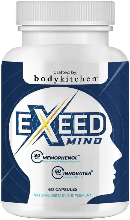Body Kitchen EXEED Mind Crafted Supports Mental Clarity, Cognitive Function, with Memophenol, Lutemax 20/20, InnovaTea, Veggie Caps, 60 Count