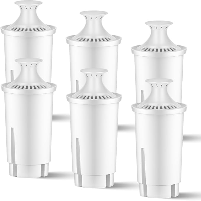 Replacement for Brita Filter, Replacement for Brita Water Pitchers and Dispensers, Classic OB03, Mavea 107007, 35557, NSF Certified Water Filter, 6 Pack
