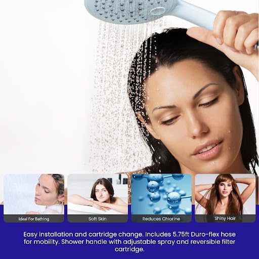 Crystal Quest Luxury Shower Power Handheld & Shower Head Combo Filtration System-White - BPA Free | 1.25-2.5 GPM | Reversible Cartridge | Great for Dechlorination