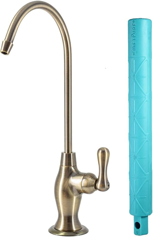 Non-airgap RO Faucet Reverse Osmosis Drinking Water Filtration System Water Dispenser Spout (Antique Brass). Vase Style with Faucet Wrench RO-FW148. NSF Certified.