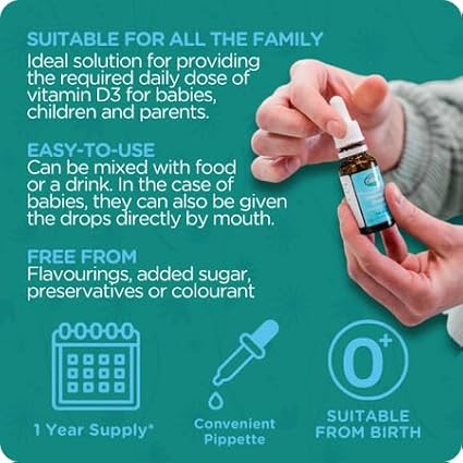 Colief Vitamin D 3 Drops | The Infant's Sunshine Vitamin for Immune Support | Liquid VIT D3 Supplement for Babies from Birth | Suitable for All The Family | 370 Servings | 0.67 Fl Oz