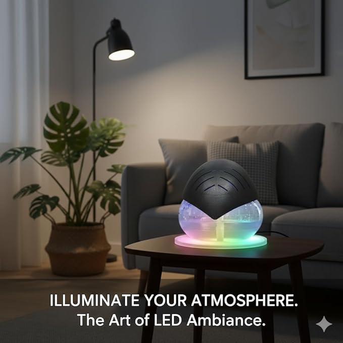 Air Purifier (White) - Water Filter Air Washer For Home and Office - Essential Oil Aroma Diffuser With LED Night light - Small Air Cleaner For Smoke and Pets (White)