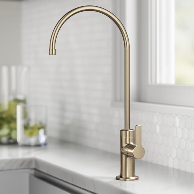 KRAUS Oletto Single Handle Drinking Water Filter Faucet for or Water Filtration System in Spot-Free Antique Champagne Bronze, FF-103SFACB