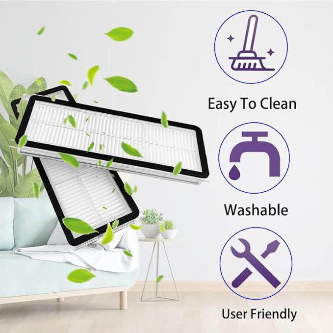 17 Pcs Replacement Parts Accessories Kit,Compatible With Roborock Qrevo Curv/Qrevo Edge Qrevo S5V Robot Vacuum,1 Roller Brush, 4 Hepa Filters,4 Side Brush,4 Mop Pads,4 Vacuum Bags