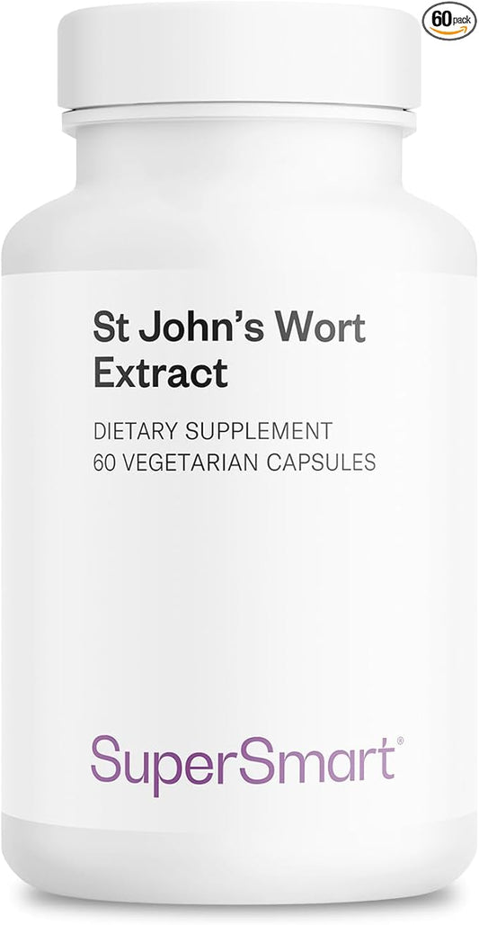 Supersmart - St John's Wort Extract 900mg per Day (0.3% Hypericin) - Emotional Well Being - Pure Standardized Extract - Nerve Health | Non-GMO & Gluten Free - 60 Vegetarian Capsules