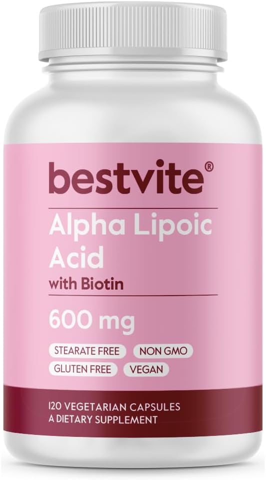 Alpha Lipoic Acid 600mg (per Capsule) with Biotin to Enhance Absorption (120 Vegetarian Capsules) No Fillers - No Stearates - No Flow Agents