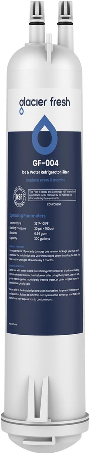 GLACIER FRESH EDR3RXD1 Refrigerator Water Filter, Compatible with 4396841, KAD3RXD1, WHR3RXD1, 4396841, 4396710, Filter 3, 46-9083,46-9030, 9030, 9083 Refrigerator Water Filter, 1 Pack