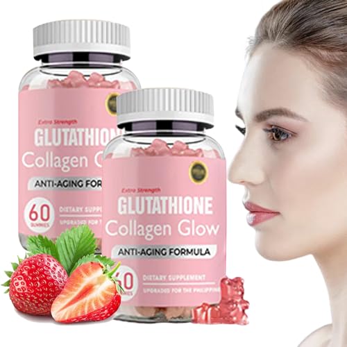 Glutathione Collagen Glow, Glutathione Collagen Glow Gummies, Collagen Gummies for Women Skin Care,Korean Collagen Gummies to Rejuvenate Your Skin (2PCS)