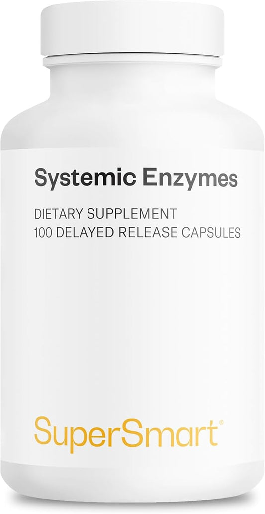 Supersmart Systemic Enzymes (High Potency) - with Bromelain, Protease, Lipase, Trypsin, Chymotrypsin, Peptidase, Pancreatin - Proteolytic Enzymes Complex | Non-GMO & Gluten Free - 100 DR Capsules