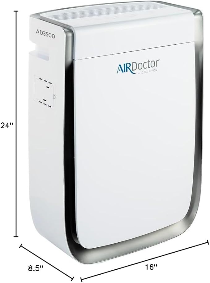 AIRDOCTOR AD3500 Air Purifier for Home and Large Rooms Up to 1260 sq. ft. 2x/hour | UltraHEPA, Carbon, VOC Filters and Air Quality Sensor. Captures Particles 100x Smaller Than HEPA