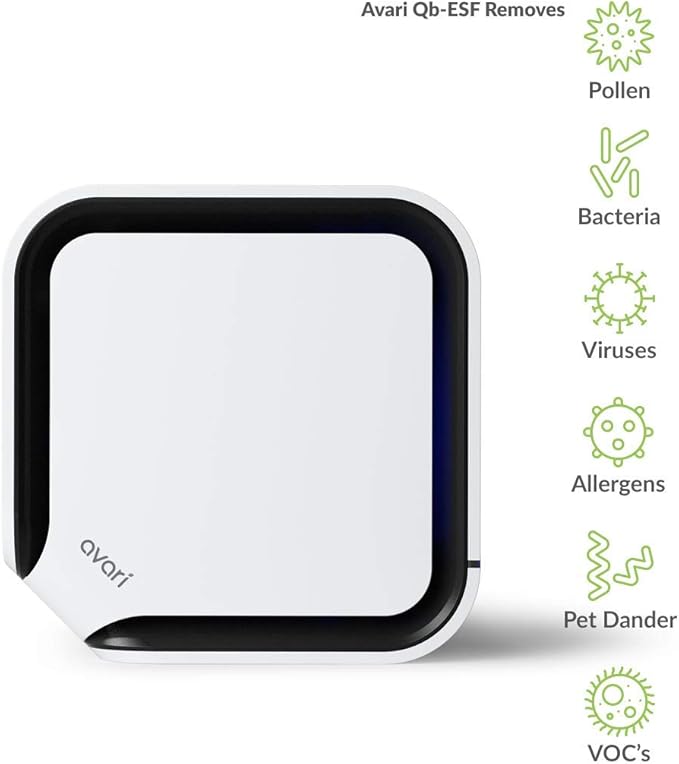 Avari QB 3-Stage Personal Air Purifier made in Korea with Electrostatic Charged Filter, Charcoal Filter & UV LED Sanitizer