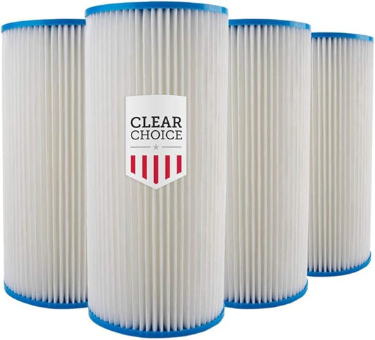 Clear Choice Sediment Water Filter 50 Micron 10 x 4.50" Water Filter Cartridge Replacement 10 inch RO System 150238, WHCF-WHPLBB, 4-Pk