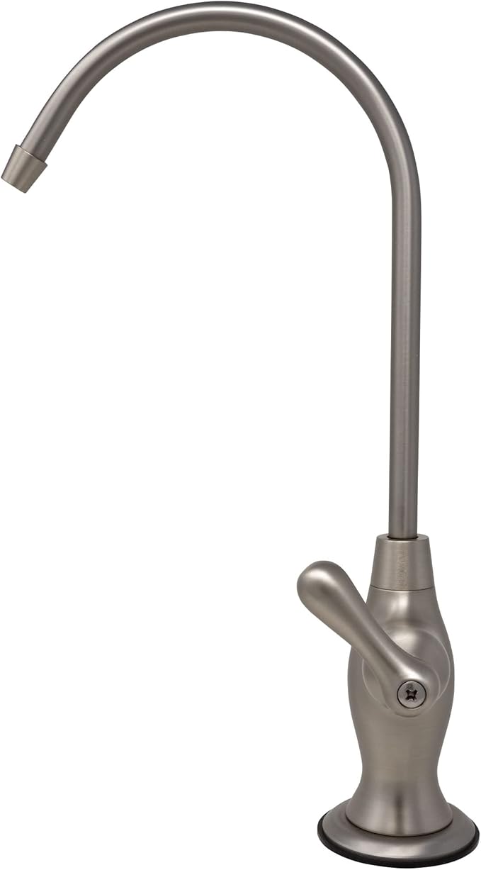 Non-airgap RO Faucet Reverse Osmosis Drinking Water Filtration System Water Dispenser Spout (Satin Nickel). Vase Style with Faucet Wrench RO-FW148. NSF Certified.