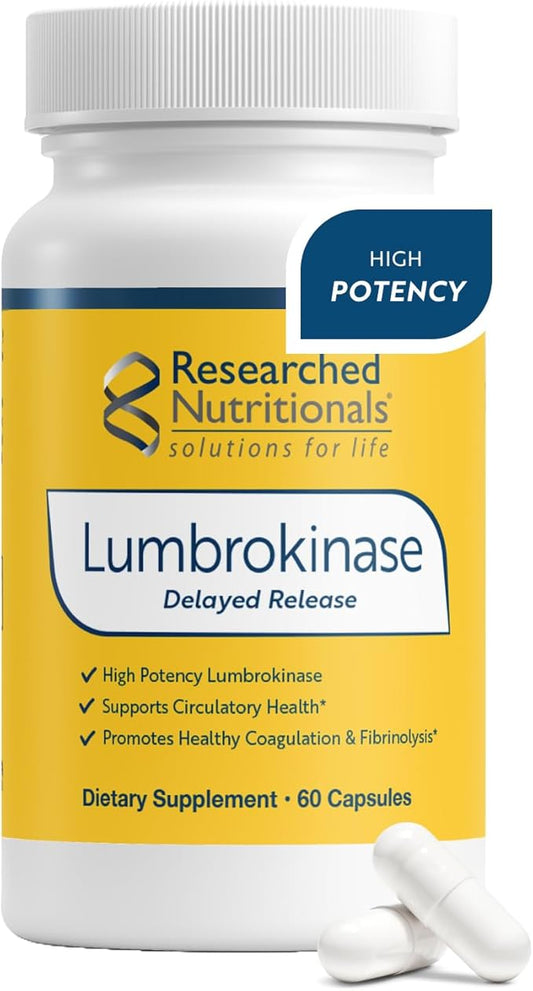 Researched Nutritionals Lumbrokinase Supplement - Enzyme Nutritional Supplements for Circulatory Support & Fibrin Balance - High-Potency 880,000 IU with Delayed Release (60 Capsules)
