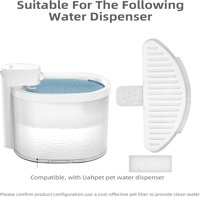 3 Pack Cat Fountain Filters - Compatible with Cat Water Dispenser, 67oz/2L Automatic Water Feeder (3 Filters+6 Sponges)