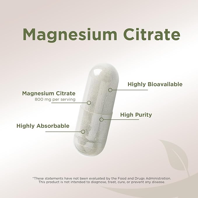Gade Nutrition Pure Magnesium Citrate Supplement | Calm Magnesium for Sleep | Nature Made Magnesium in Veggie Capsules | Citrato de Magnesio | Magnesium Supplement Made in USA