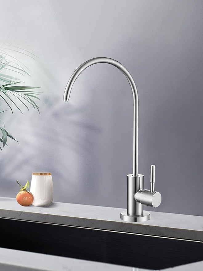 Drinking Water Faucet,Easy to Install Sink Water Filter Faucet,Lead-Free Reverse Osmosis Faucets for Kitchen Bar Sink,Brushed Nickel SUS304 Stainless Steel(Large)