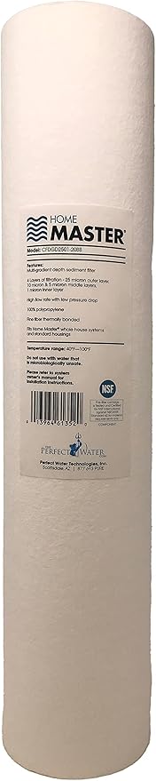 Home Master HMF2SmgCC Whole House Water Filter, 4-layer sediment filter 25 to 1 micron, Powerful Up-Flow KDF85 & Catalytic Carbon 10gpm, 1” NPT ports, Patented heavy steel bracket fits 16” wall studs