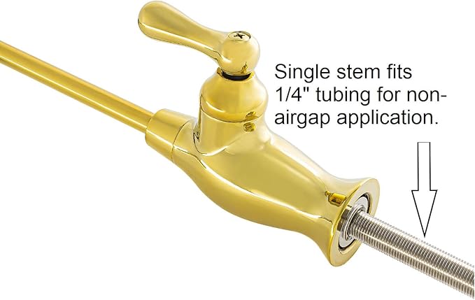 Non-airgap RO Faucet Reverse Osmosis Drinking Water Filtration System Water Dispenser Spout (Bright Gold). Vase Style with Faucet Wrench RO-FW148. NSF Certified.