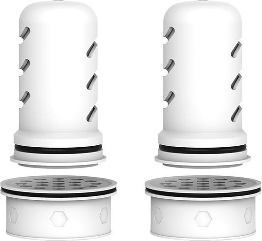 MARRIOTTO Water Filter Replacement for LS Home Dispenser 18 Cup/Glass Pitcher 7 Cup/Plastic Pitcher 10 Cup/Plastic Pitcher 7 Cup, 2 Membrane Micro Filter and 2 Activated Carbon + Ion Exchange Filter