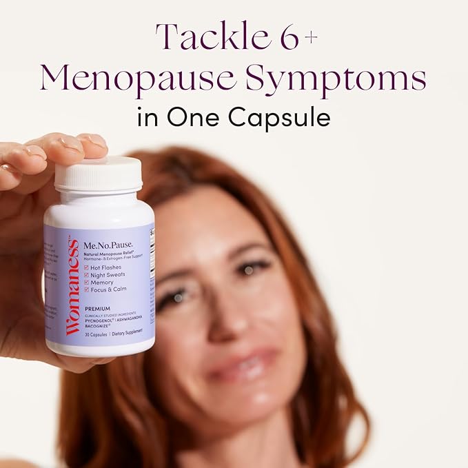 Womaness Menopause Supplements for Women - Perimenopause & Menopause Hotflashes Relief, Night Sweats, Vaginal Dryness, Brain Fog & Mood Support - Hormone & Estrogen-Free - 30 Capsules