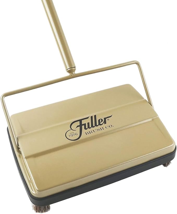 Fuller Brush 17031 Electrostatic Carpet & Floor Sweeper - 9" Cleaning Path - Lightweight - Ideal for Crumby Messes - Works On Carpets & Hard Floor Surfaces - Gold
