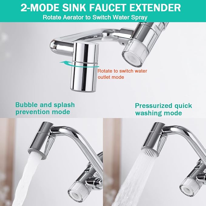 Water Filter for Sink- Faucet Extender-Rotatable Faucet Aerator-10pcs Cartridges,1080° Swivel Faucet Extender for Kitchen & Bathroom Sink,360° Rotating 2-Mode Swivel Aerator, Chrome