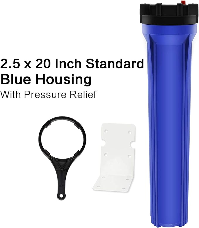 Geekpure 20-Inch Blue Filter Housing for 2.5" x 20" Whole House Water Filtration System - 3/4"NPT Plastic Port