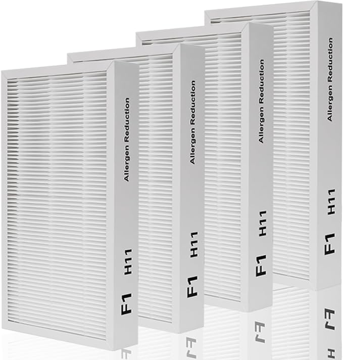 4 Pack F1 Replacement Filter, F1 H11 True HEPA Filter Replacement Compatible with 3M C01 T02 Room Air Purifier for FAP-C01-F1, FAP-T02-F1, FAP-C01BA-G1, FAP-T02WA-G1