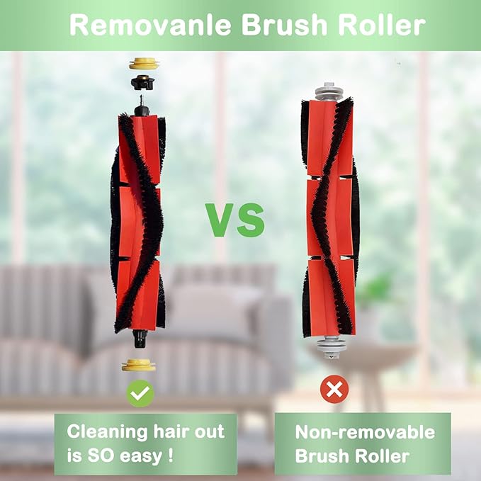 Roborock Robot Vacuum Replacement Parts for Roborock S6 Pure S6 E4 S4 Max S6 MaxV S5 S5 Max S4 E2 E3 E5 E20 E25 E35 S50 S65 Xiaomi Mijia Robot Vacuum, 3 Main Brushes, 4 Filters, 6 Side Brushes