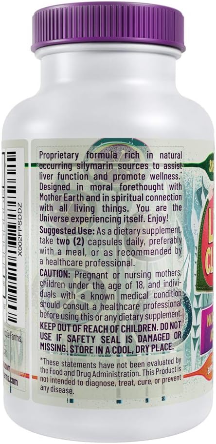 Liver Cleanse Support Supplement w Milk Thistle - Nature's Secret Agent Blend - 60 Vegan Capsules