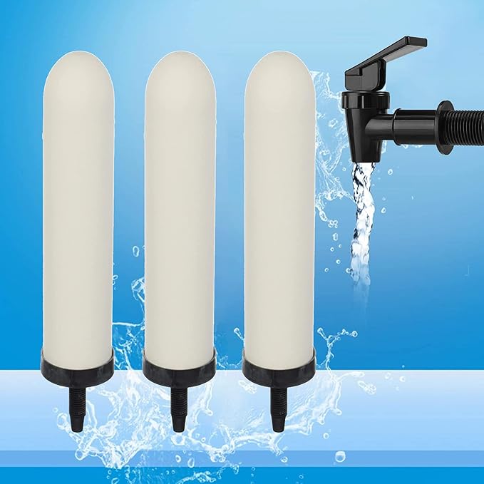 HUINING 2PCS 10-inch Replacement Ceramic Filter Candle with Activated Carbon for Countertop Gravity Water Filter System,Household Water Bucket, Water Cooler Filtration Systems Water Pitcher