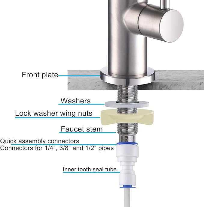 Drinking Water Faucet Ro Sink Filter Faucet for Kitchen Reverse Osmosis System, Lead-Free Stainless Steel Brushed Nickel